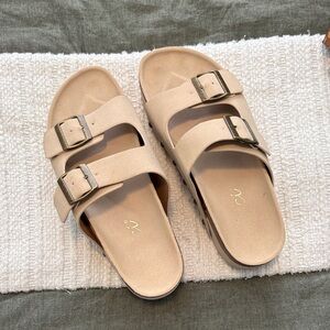 Tan Double Strap Women's Sandals